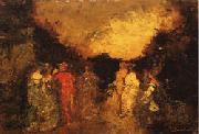 Adolphe-Joseph Monticelli Twilight Promenade in a Park France oil painting artist